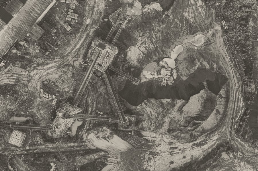 Aerial view of an African mining operation